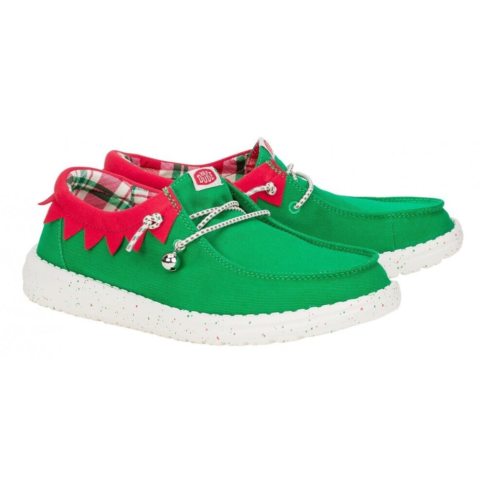 Hey Dude Wendy Holiday Elf 42658-3XX Women's Green Slip On Casual Shoes NIN360